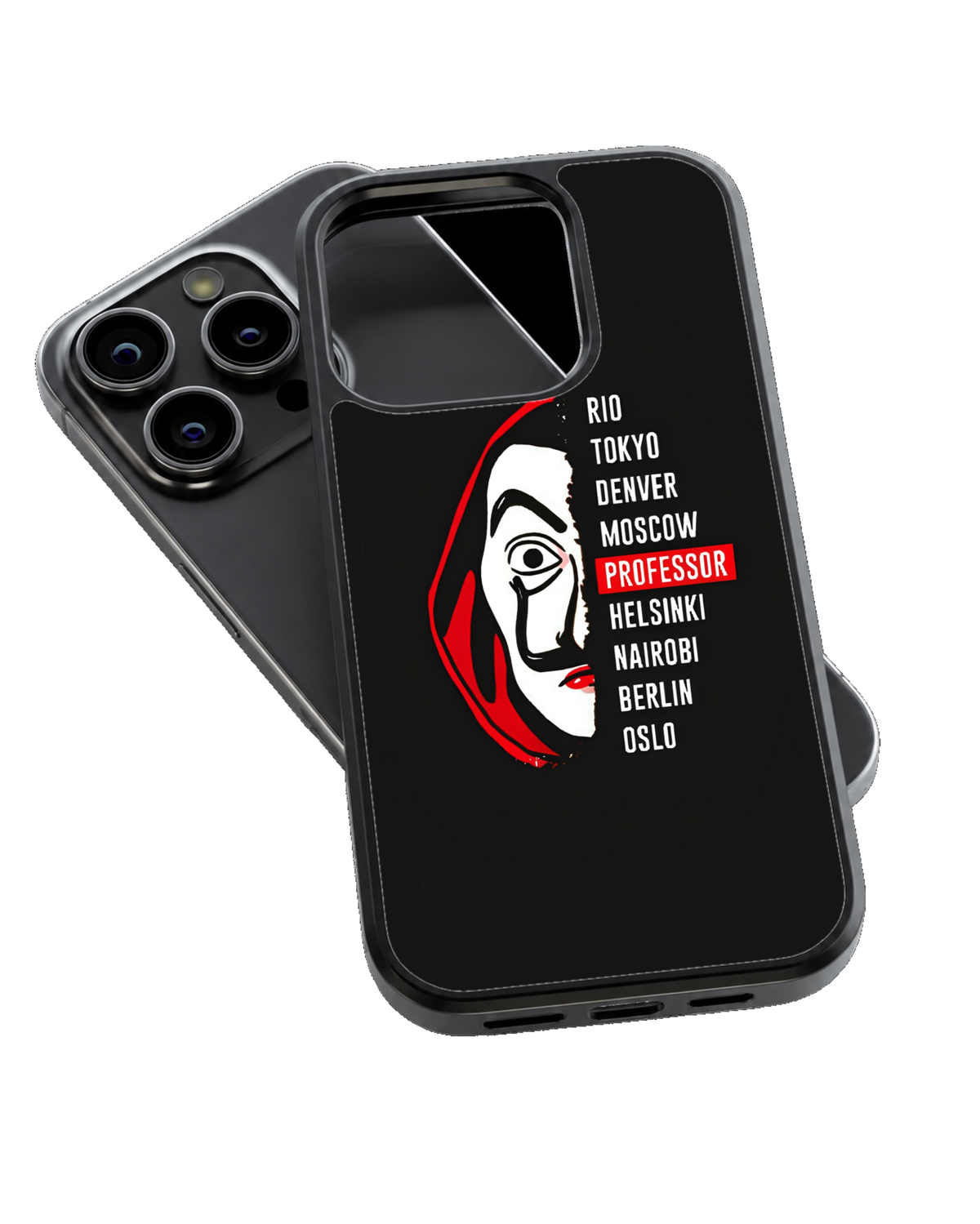 Money Heist Black & Red Graphic Premium Glass Covr