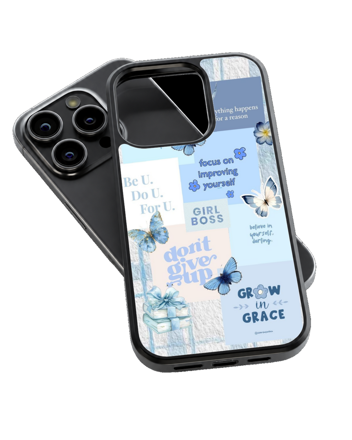 Blue Butterfly Dreams Premium Glass Phone Covr
