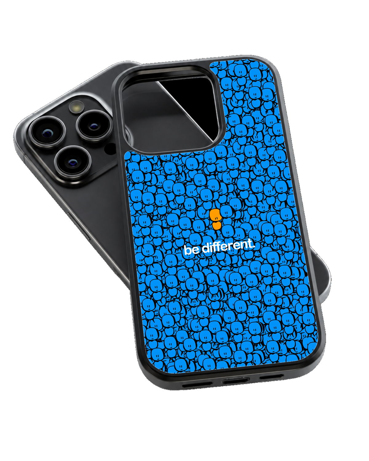 Be Different Blue Smiley Character Premium Glass Phone Covr