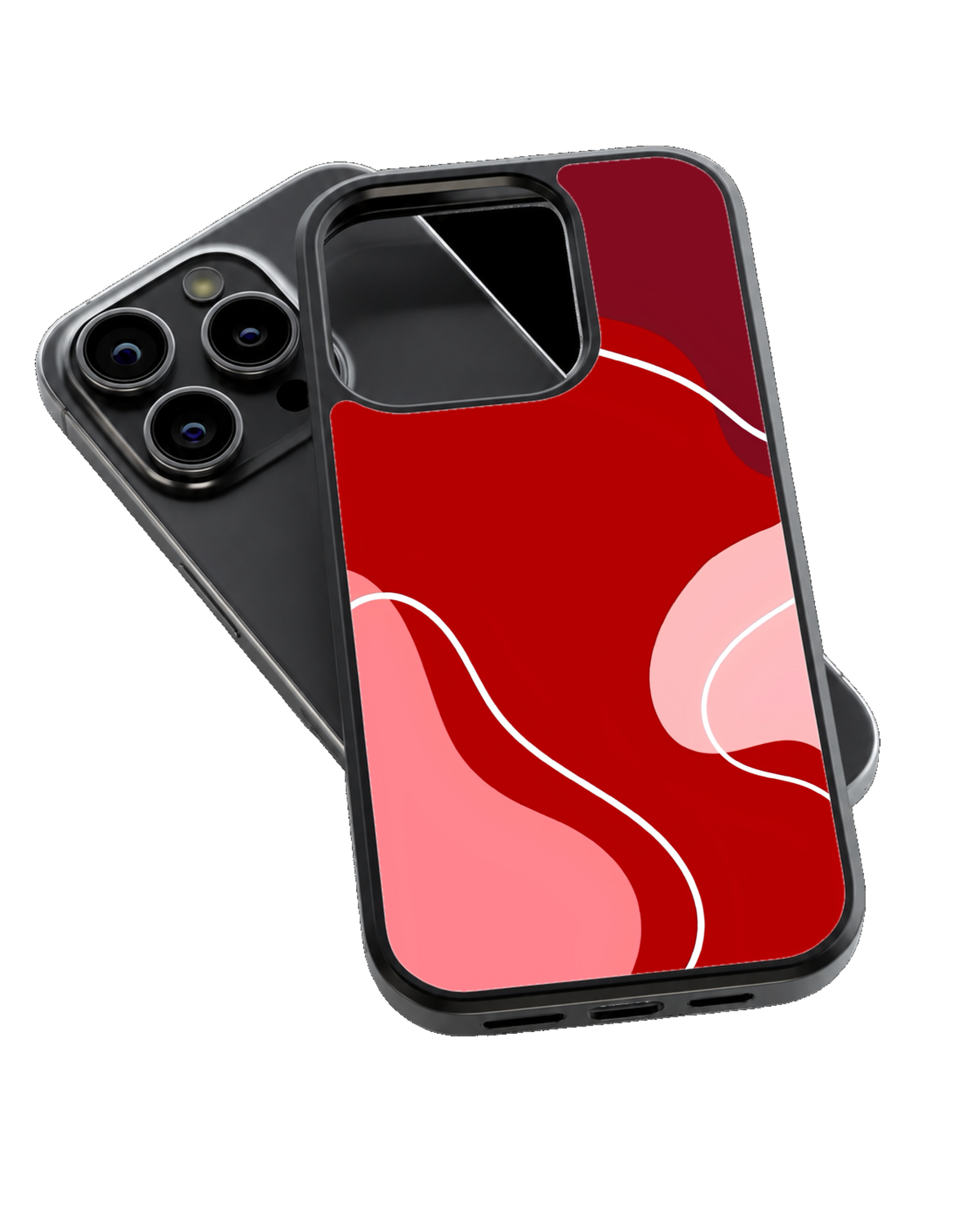 Red & Pink Abstract Wave Minimalist Aesthetic Premium Glass Covr