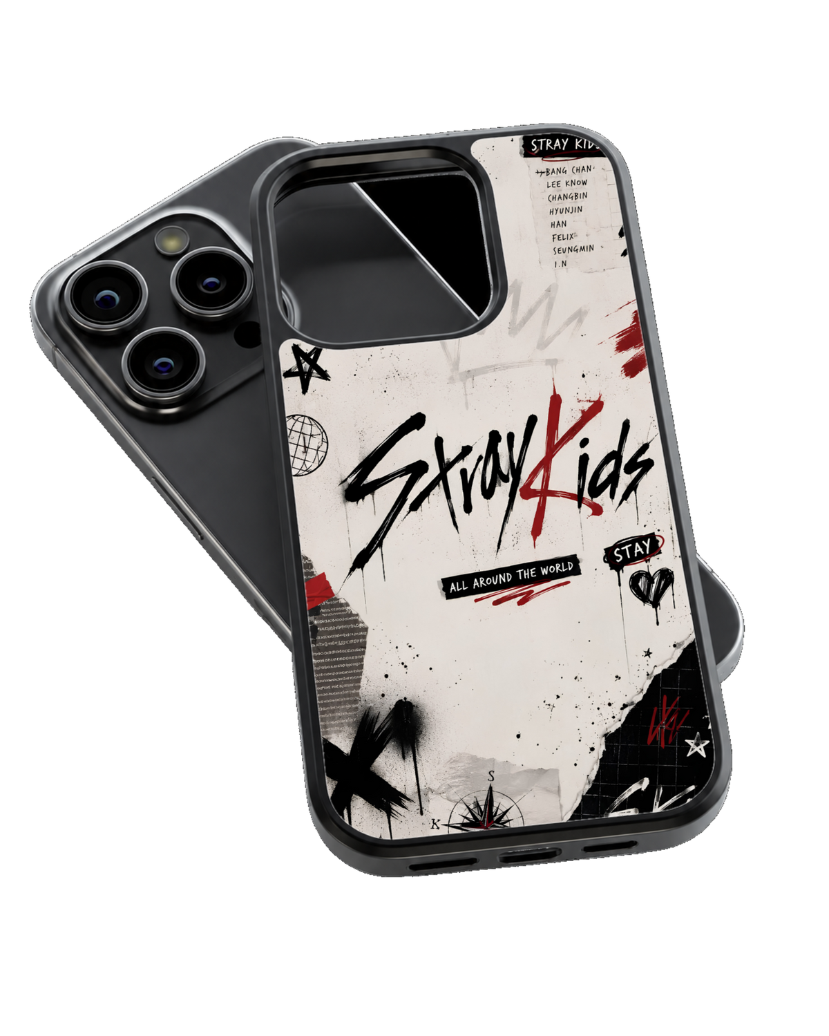 Stray Kids Graffiti Streetwear Black Red Aesthetic Premium Glass Covr