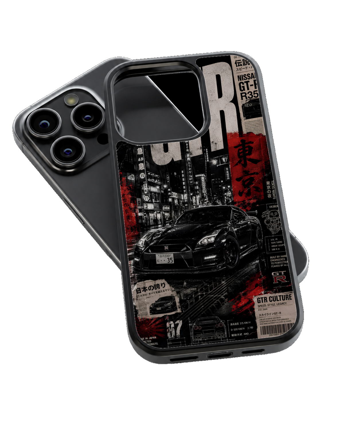 Nissan GT-R R35 Tokyo JDM Street Racing Premium Glass Phone Covr