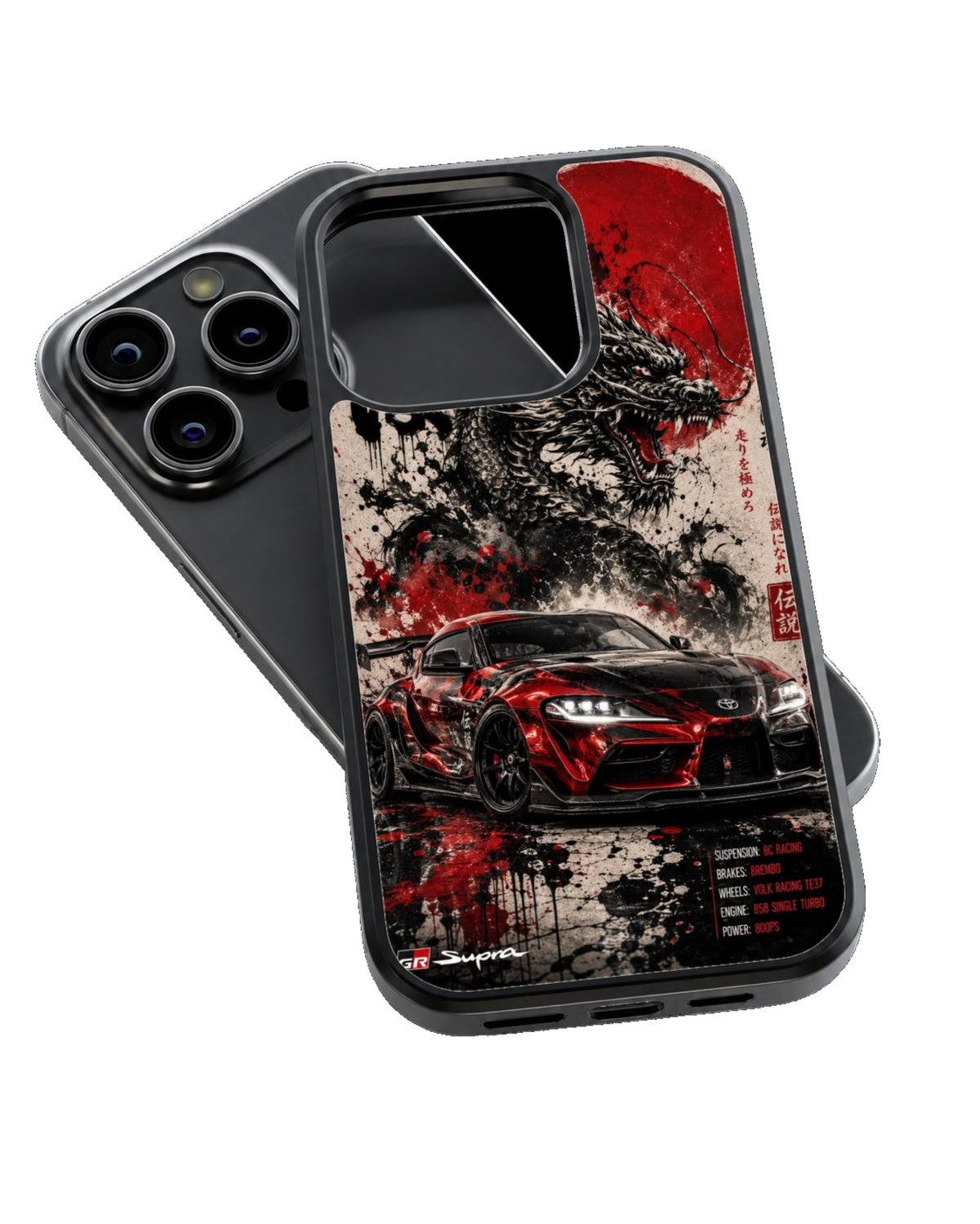 Toyota GR Supra A90 JDM Red Black Racing Car Premium Glass Covr