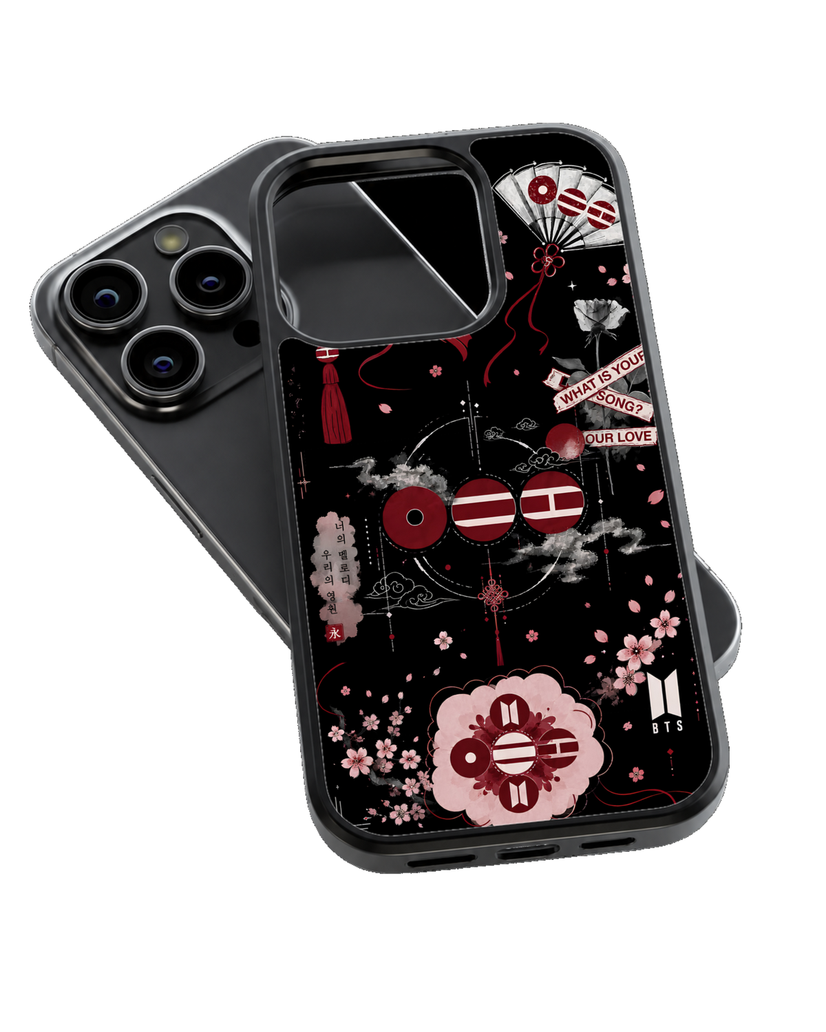 BTS Korean Traditional Art Black Aesthetic Premium Glass Covr