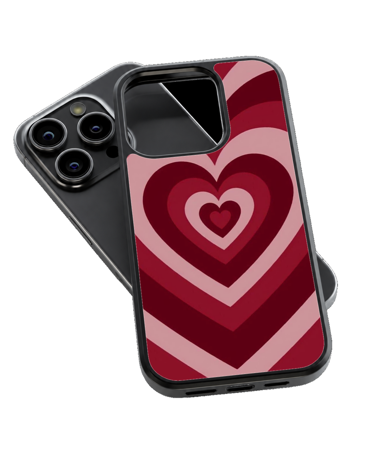 Red & Pink Layered Heart Pattern Coquette Aesthetic Premium Glass Covr