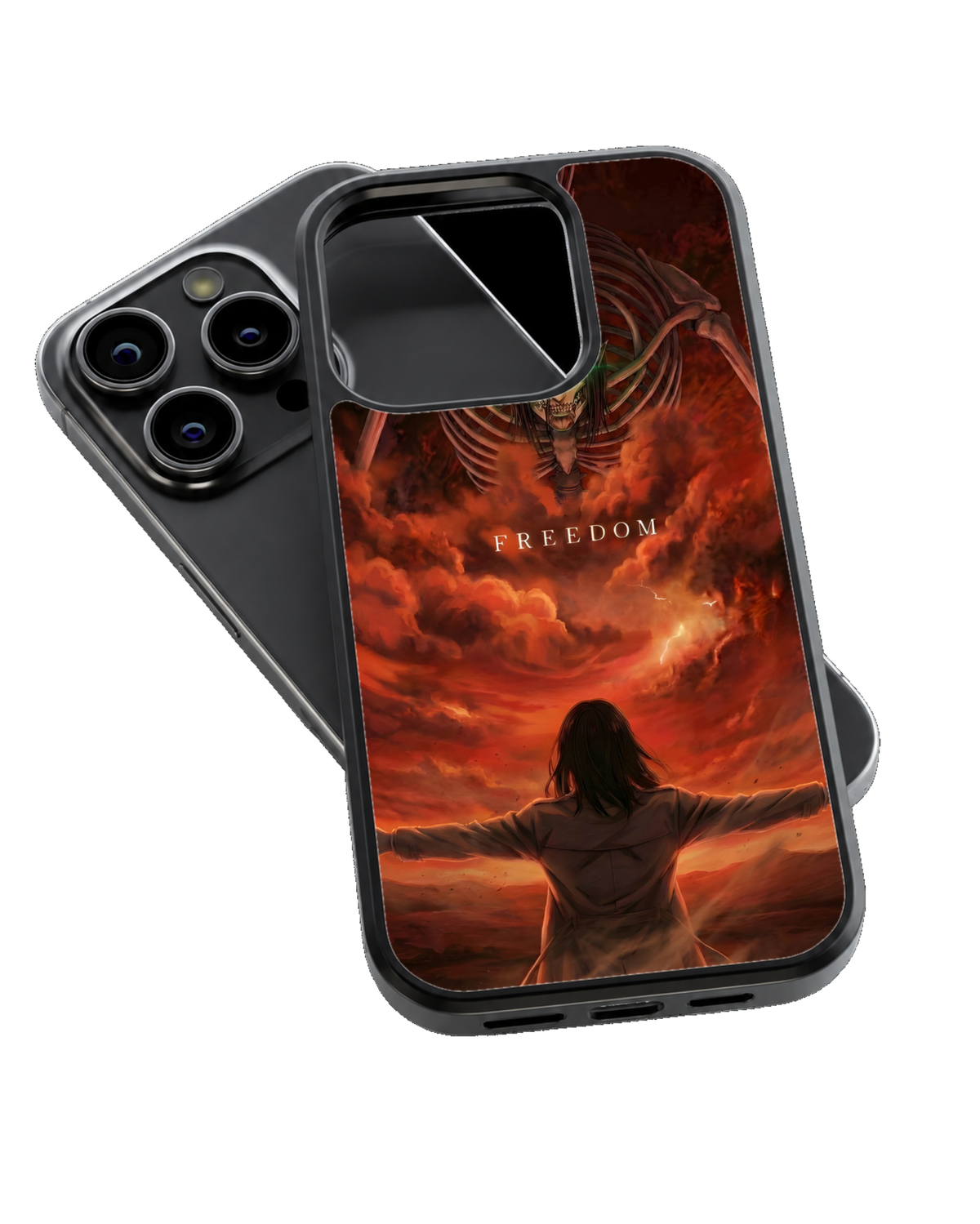 Eren Yeager AOT Freedom Red Theme Glass Phone Covr