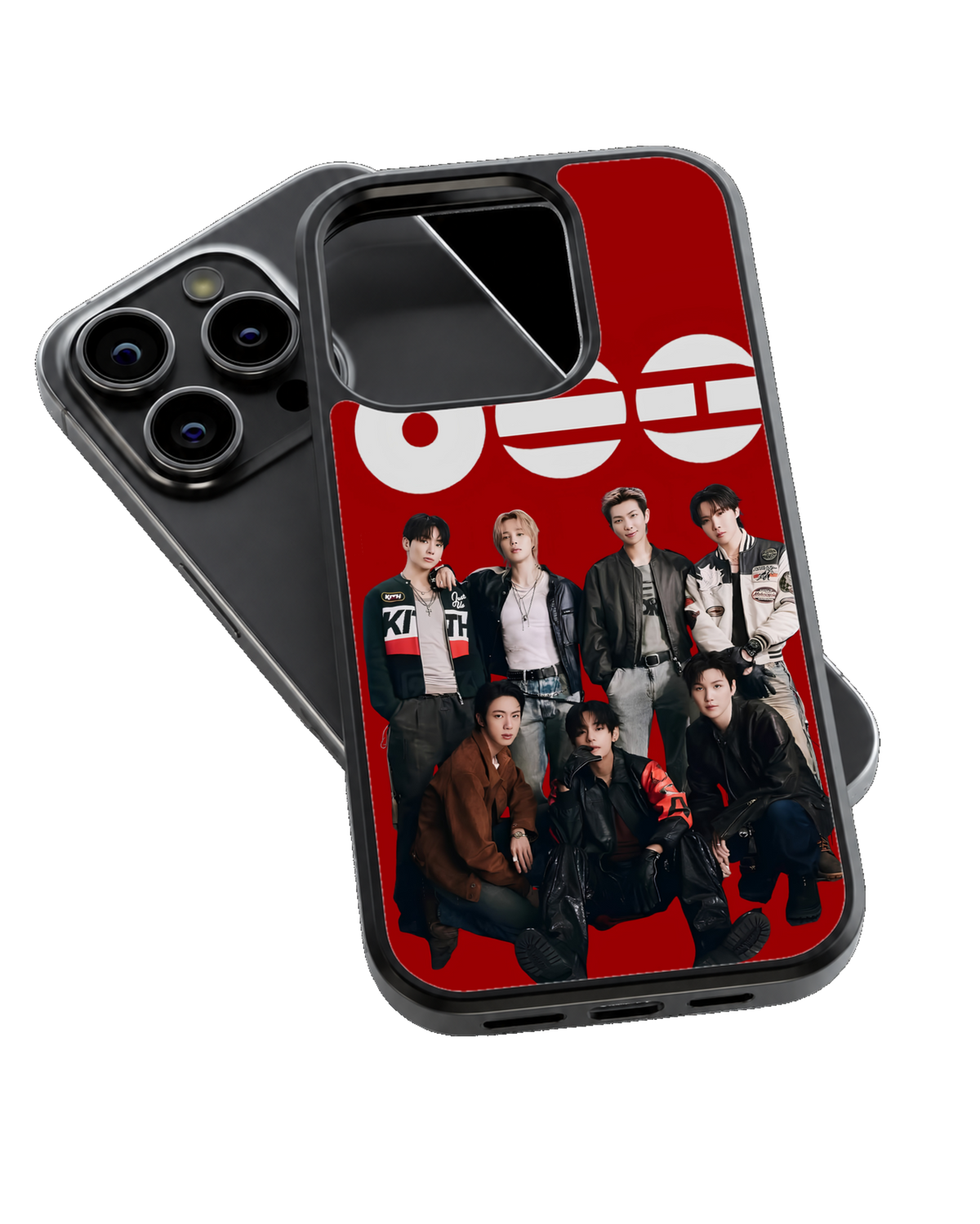 BTS Red Logo Group Photo K-Pop Aesthetic Premium Glass Covr