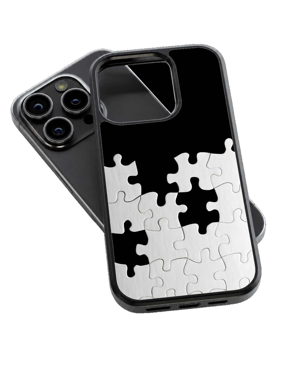 Black & White Puzzle Piece Premium Glass Phone Covr