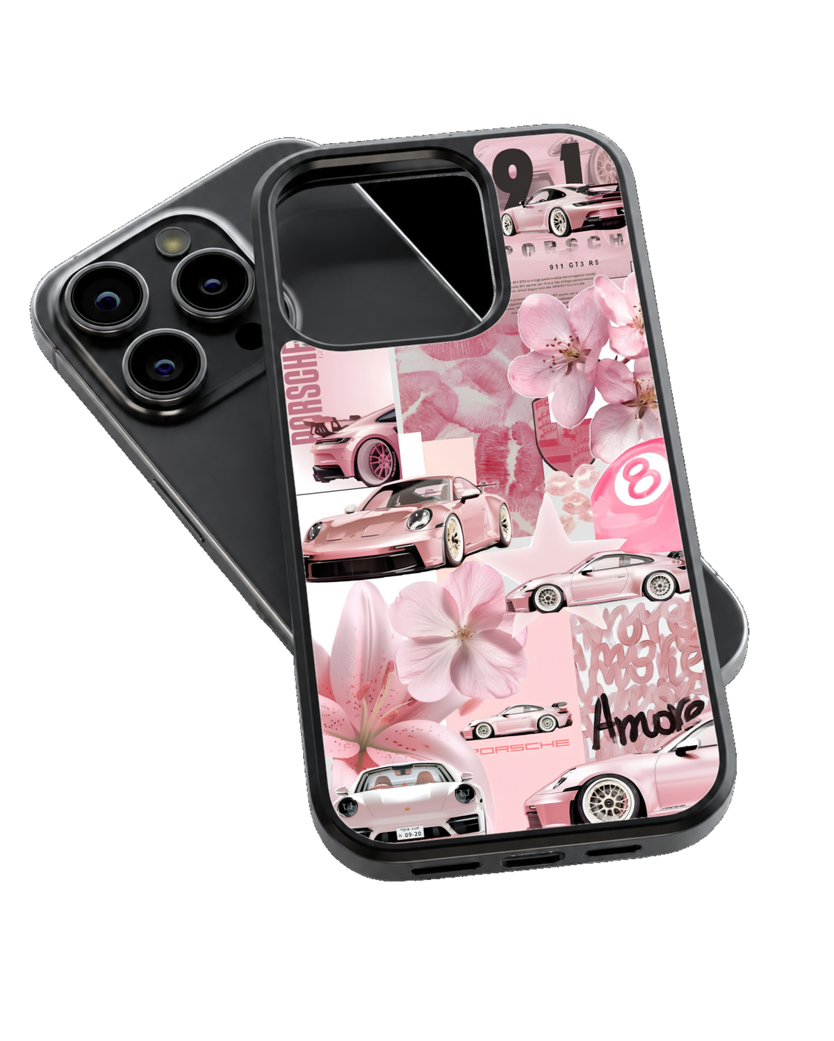 Pink Porsche Aesthetic Premium Glass Phone Covr