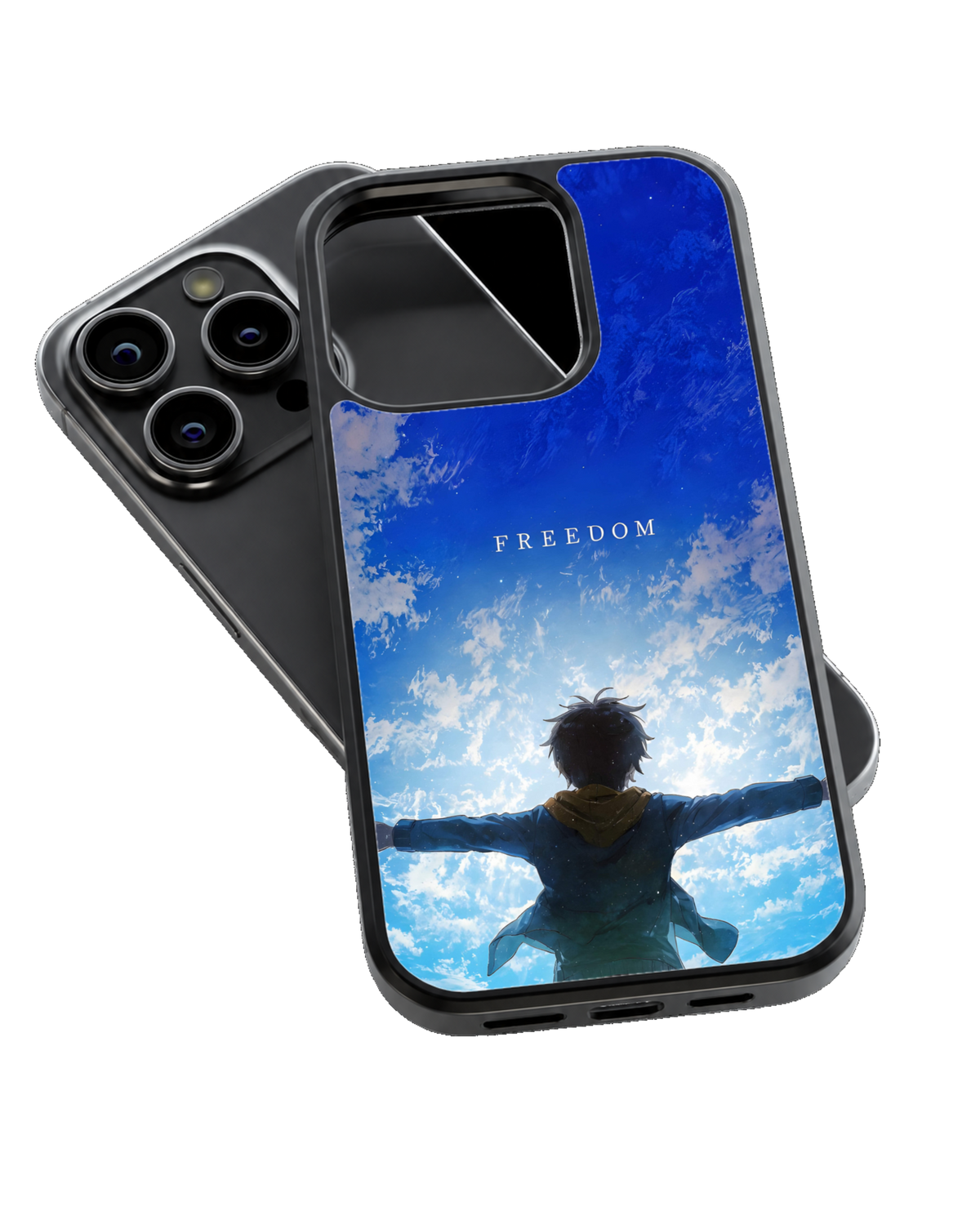 Eren Yeager AOT Freedom Blue Theme Glass Phone Covr