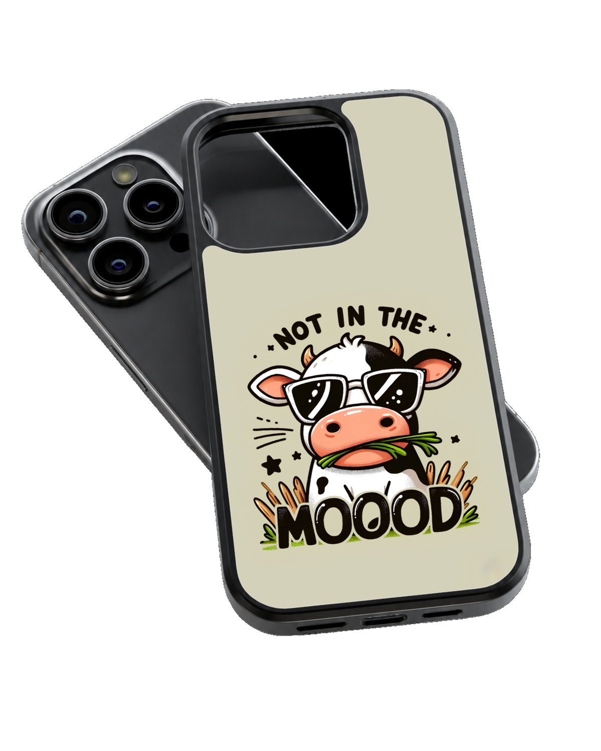 Not in the Mood Cow Aesthetic Glass Phone Covr