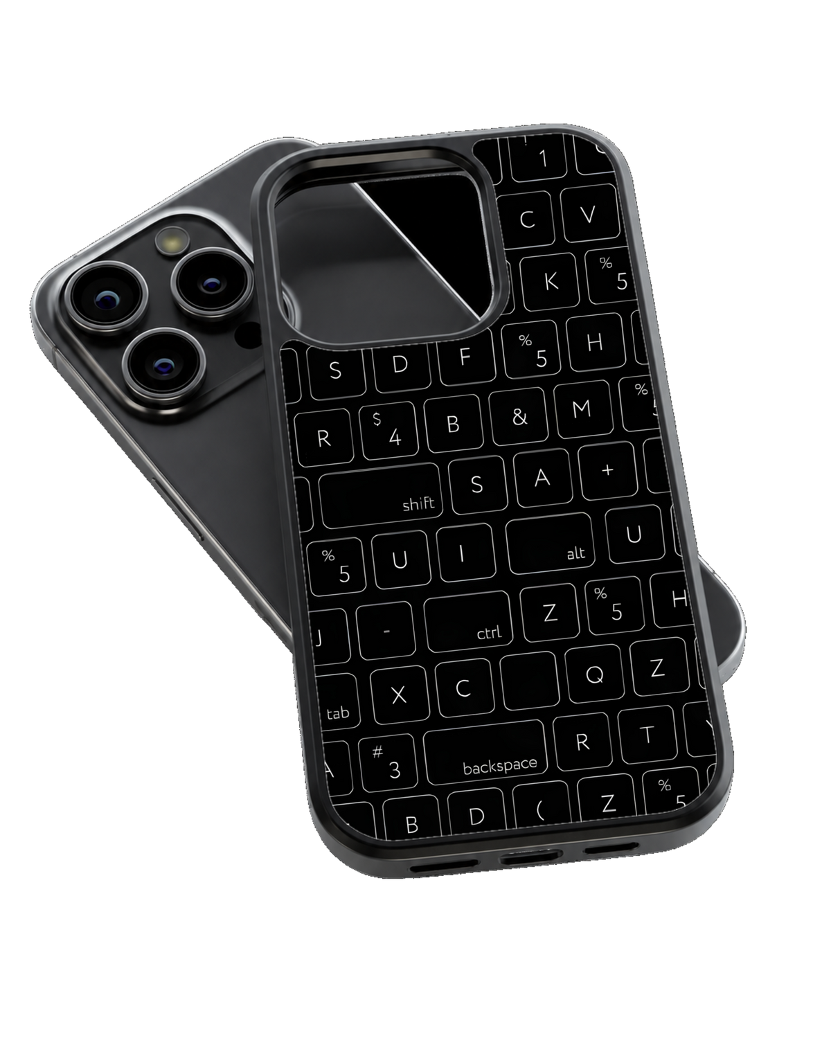 Black Keyboard Pattern Premium Glass Phone Covr