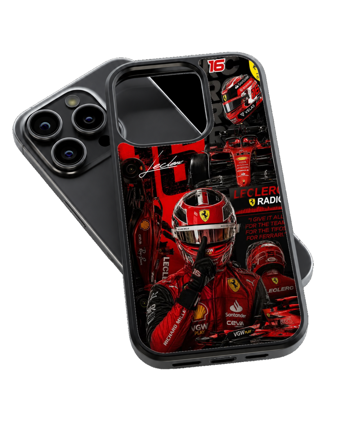 Ferrari F1 #16 Formula 1 Racing Driver Red Motorsport Premium Glass Covr