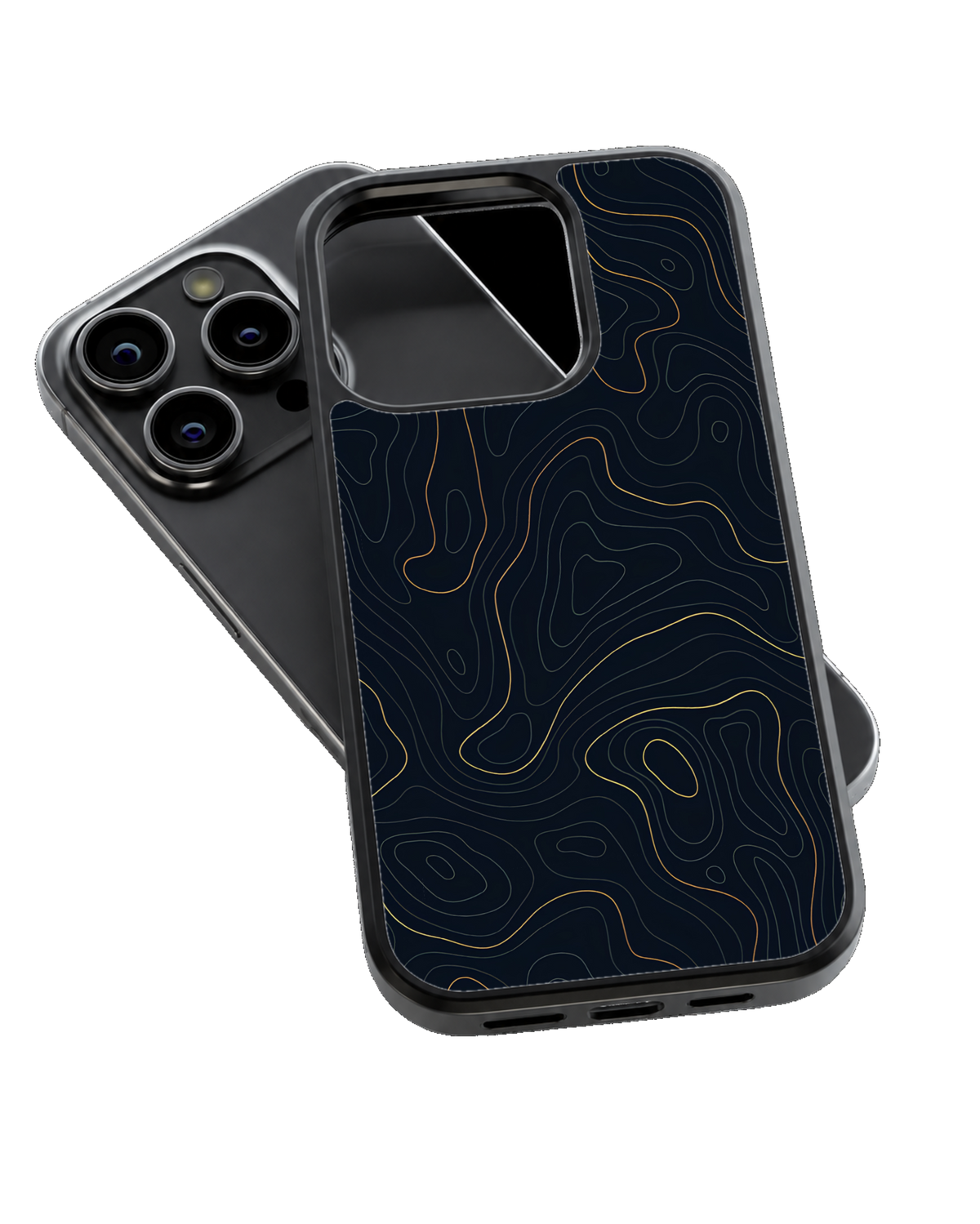 Dark Topographic Lines Premium Glass Phone Covr