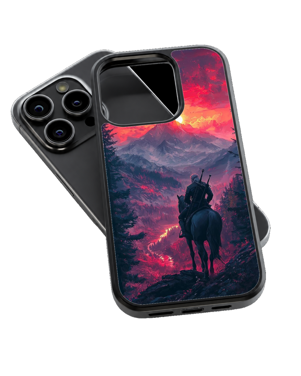 The Witcher Geralt of Rivia Horseback Mountain Fantasy Premium Glass Covr