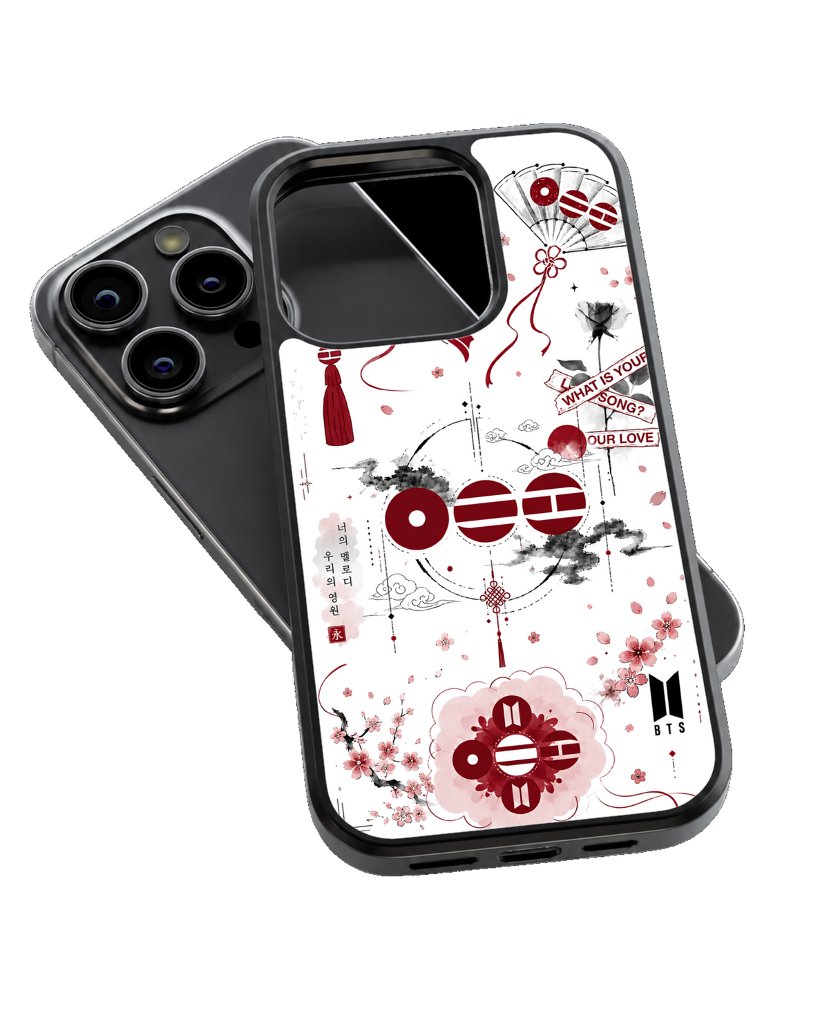 BTS Korean Aesthetic Cherry Blossom Premium Glass Covr