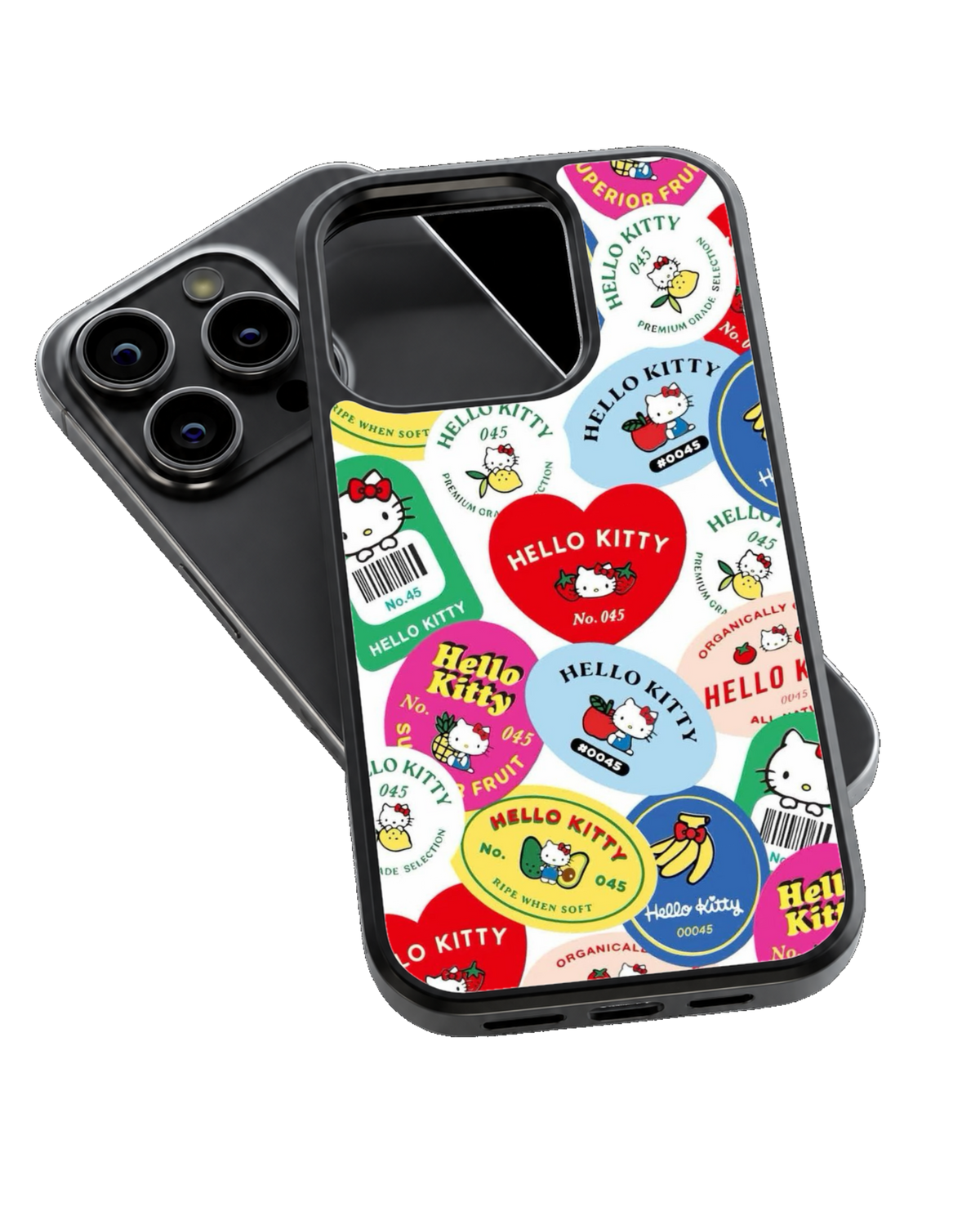 Hello Kitty Colorful Fruit Label Collage Cute Kawaii Premium Glass Covr