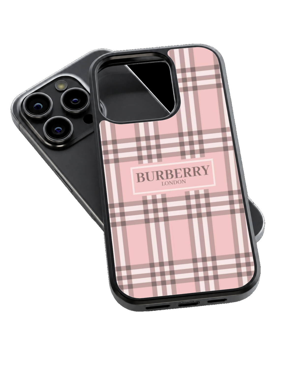 Burberry London Pink Check Plaid Luxury Fashion Premium Glass Covr