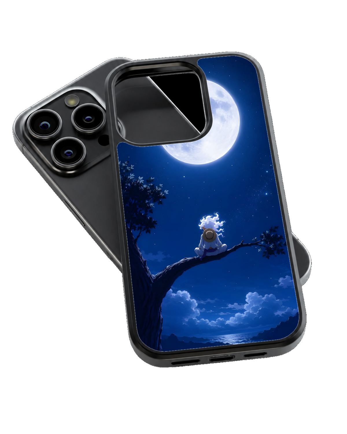 Monkey D Luffy Moon Theme Glass Phone Covr