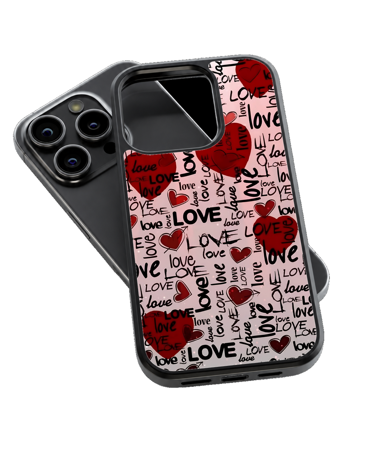 Cute Red Heart & Love Print Aesthetic Phone Covr