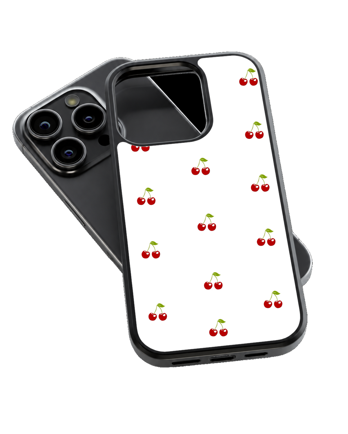 Cute Red Cherry Pattern Aesthetic Glass Phone Covr