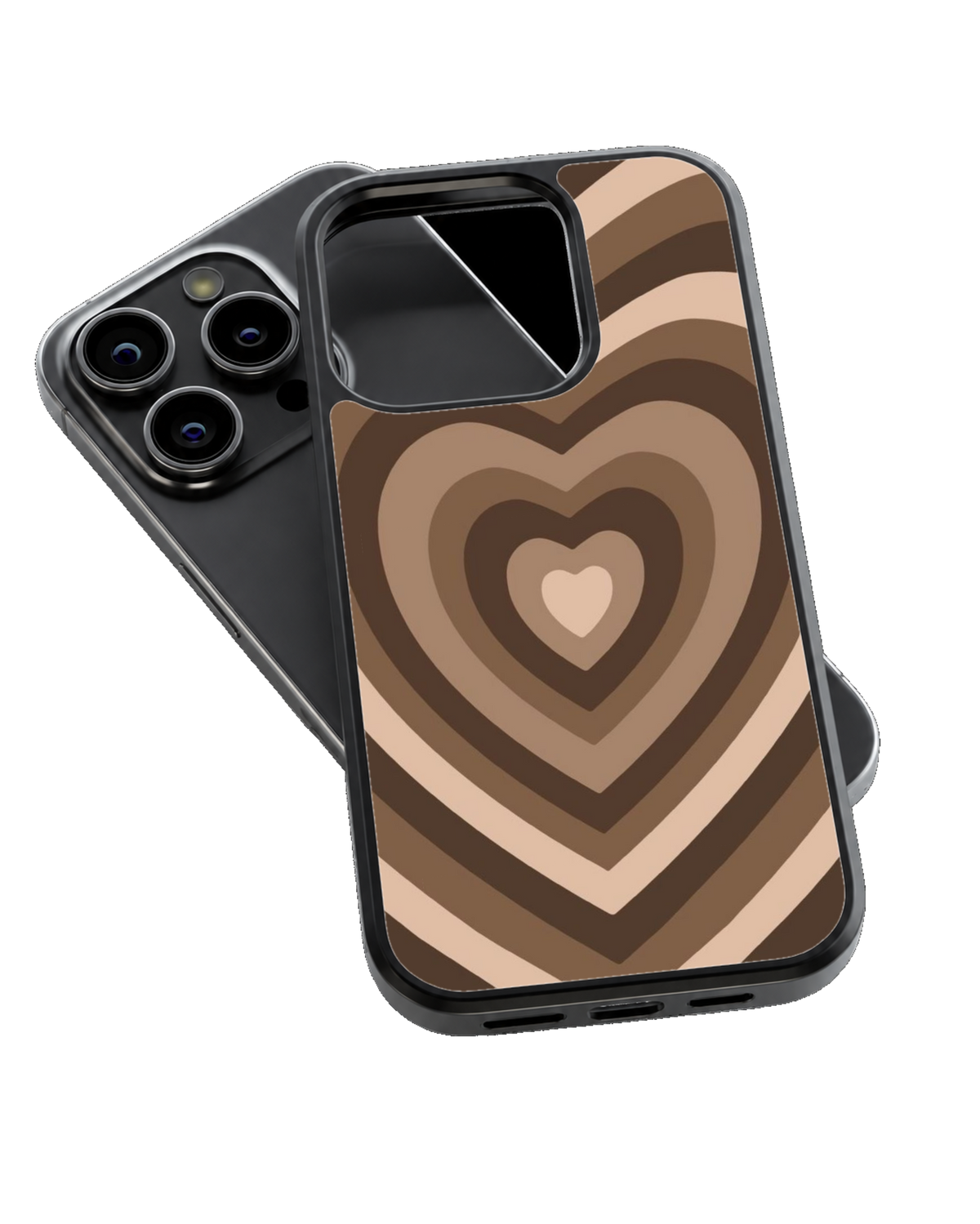 Brown Coquette Heart Pattern Aesthetic Minimalist Premium Glass Covr