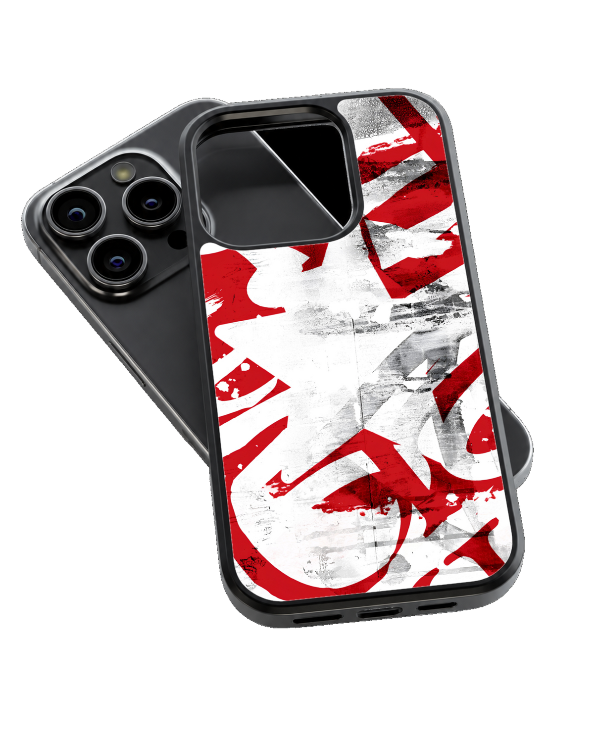 Red White & Black Abstract Graffiti Premium Glass Phone Covr