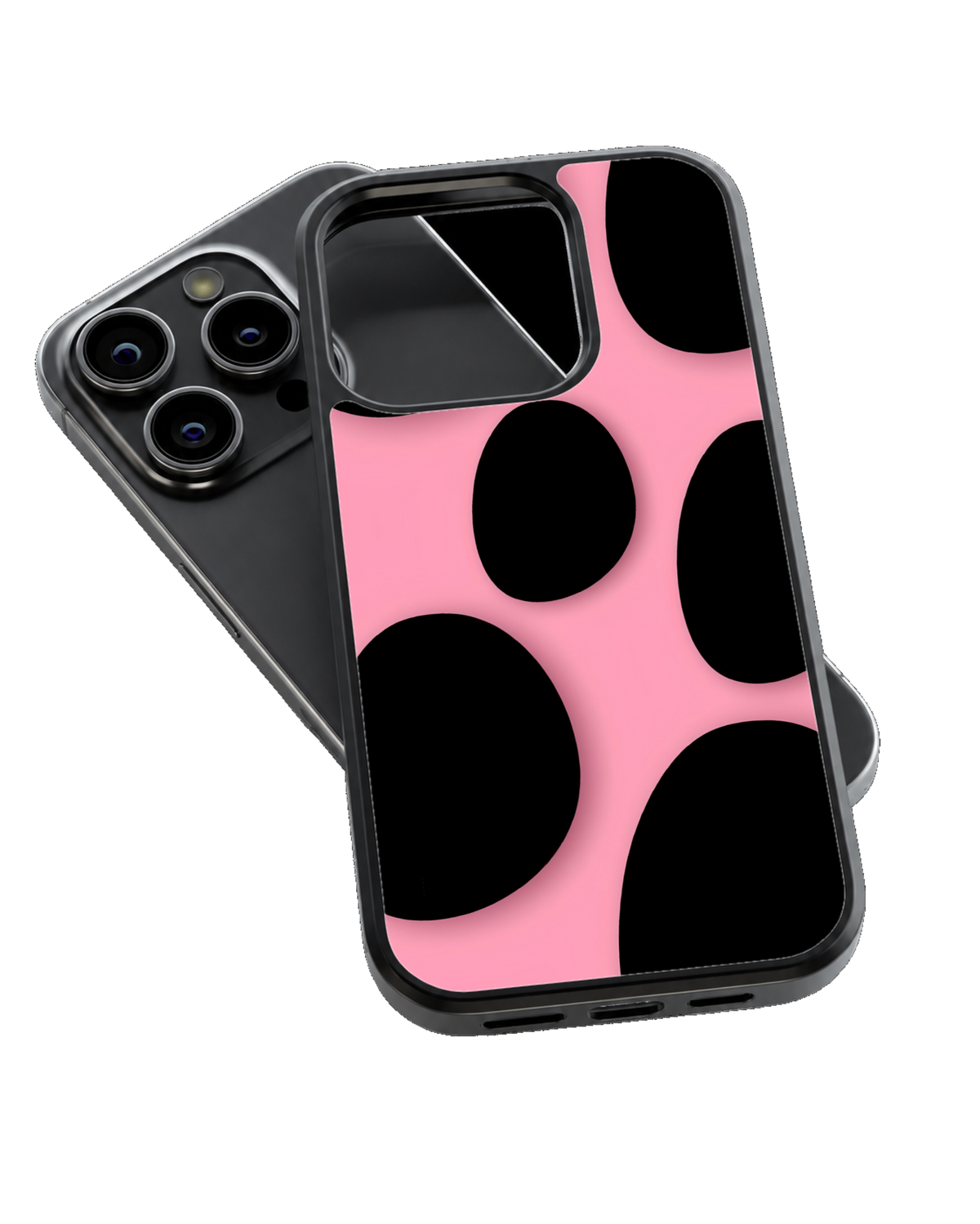 Pink & Black Abstract Bubble Pattern Premium Glass Phone Covr