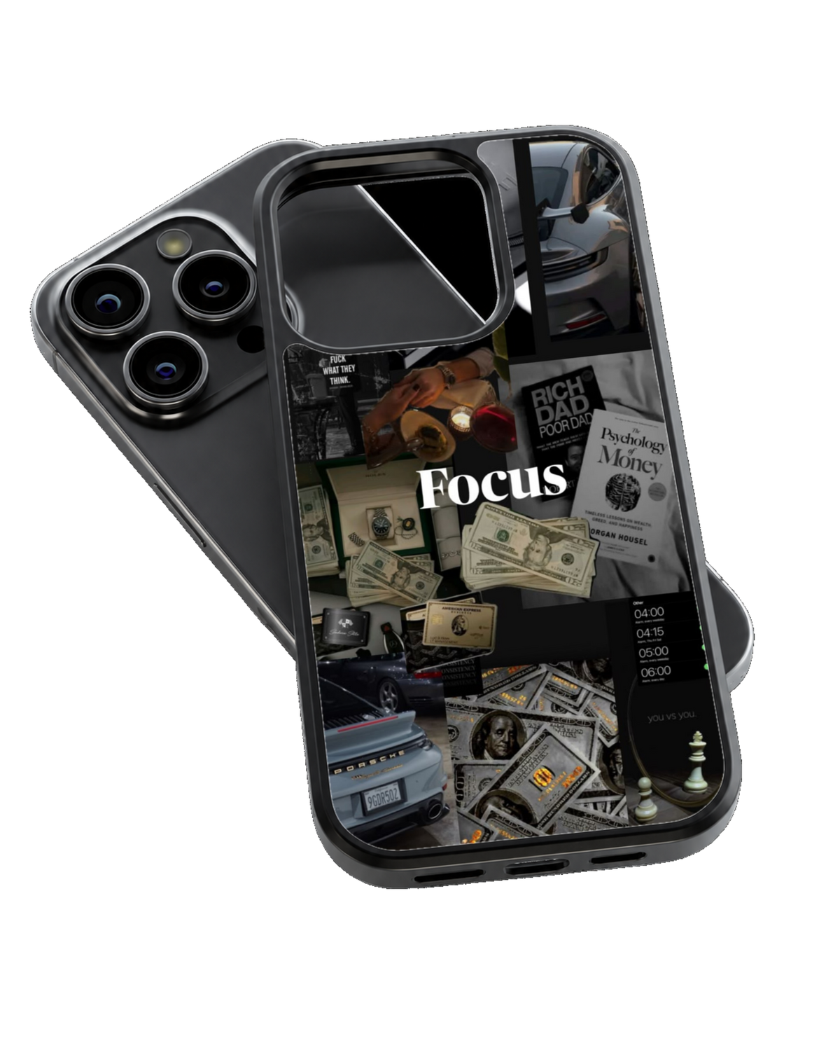 Focus Money Mindset Luxury Car & Wealth Aesthetic Premium Glass Covr