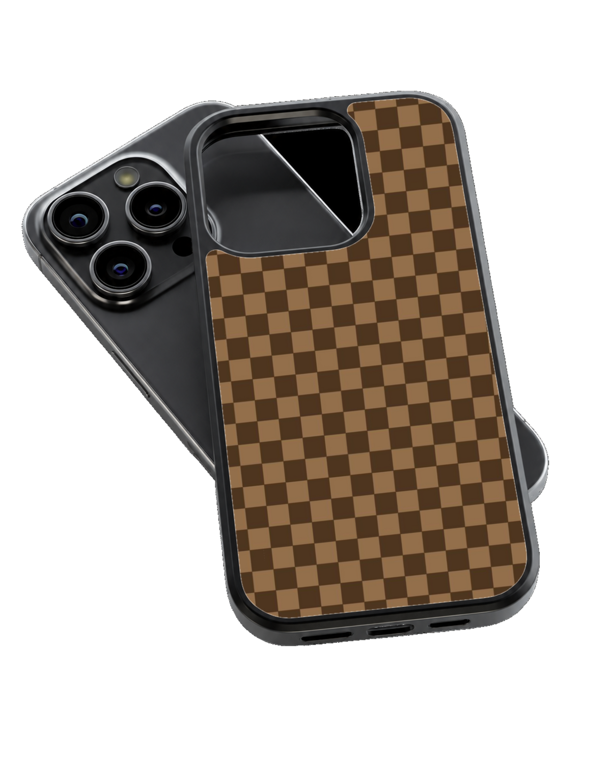 Brown Checkerboard Aesthetic Retro Minimalist Premium Glass Covr