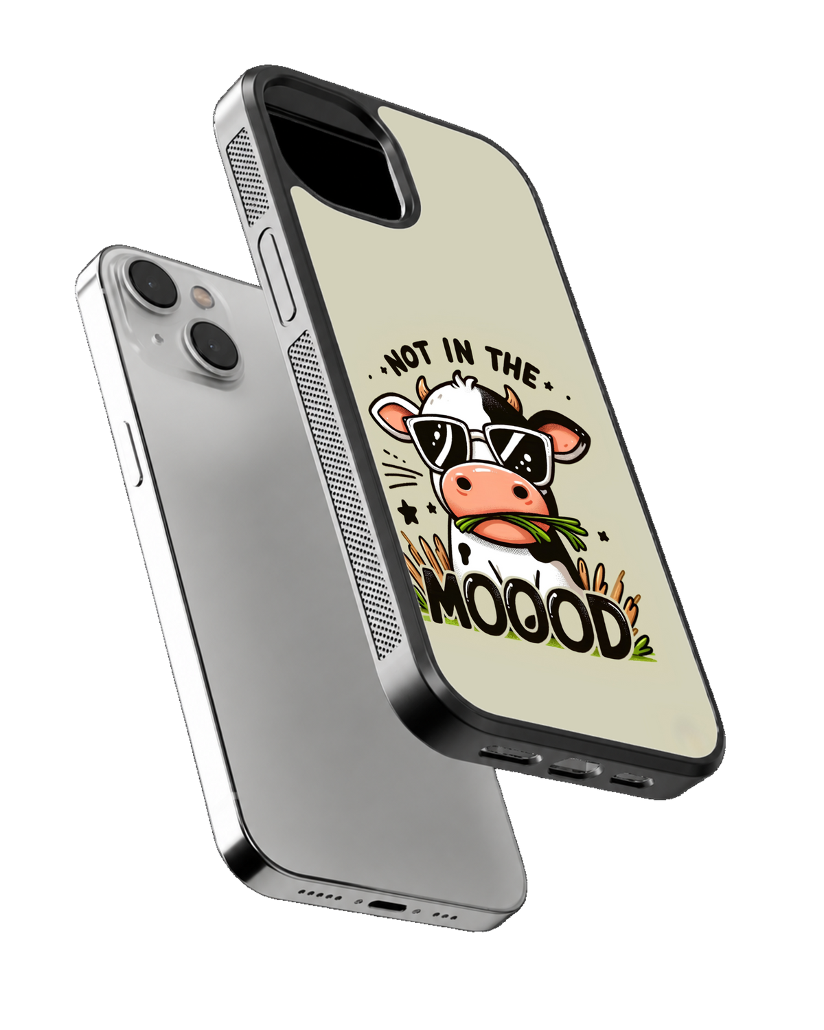 Not in the Mood Cow Aesthetic Glass Phone Covr