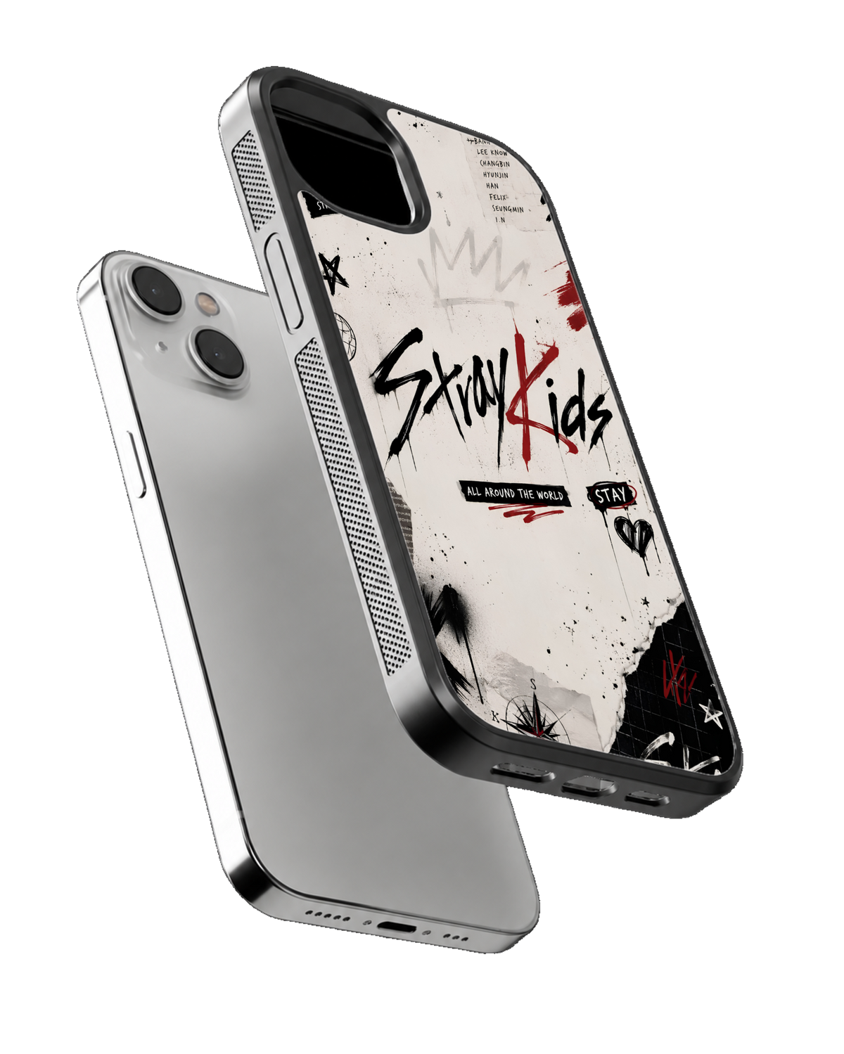 Stray Kids Graffiti Streetwear Black Red Aesthetic Premium Glass Covr