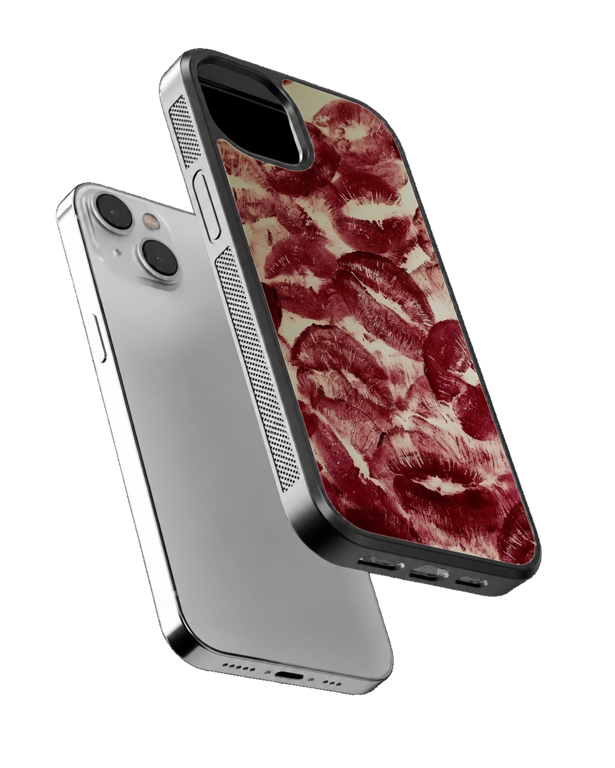 Vintage Red Lips Kisses Premium Glass Phone Covr