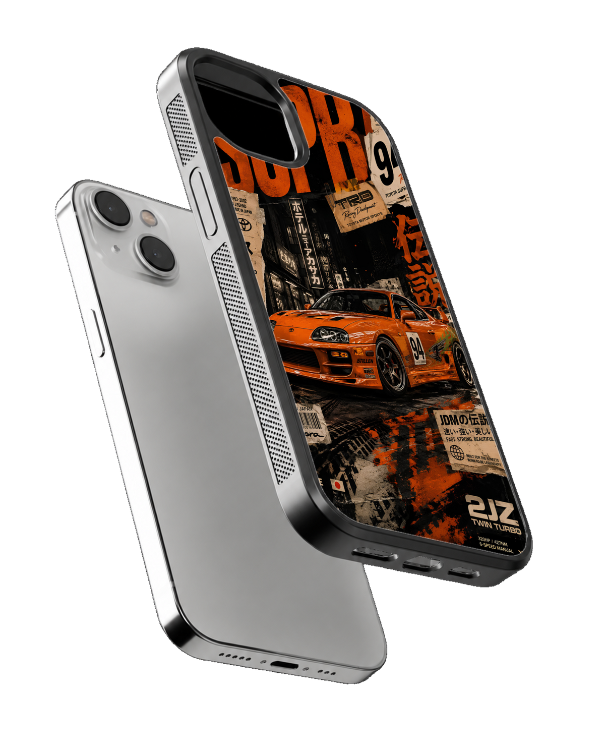 Orange Toyota Supra MK4 JDM Street Racing Premium Glass Covr