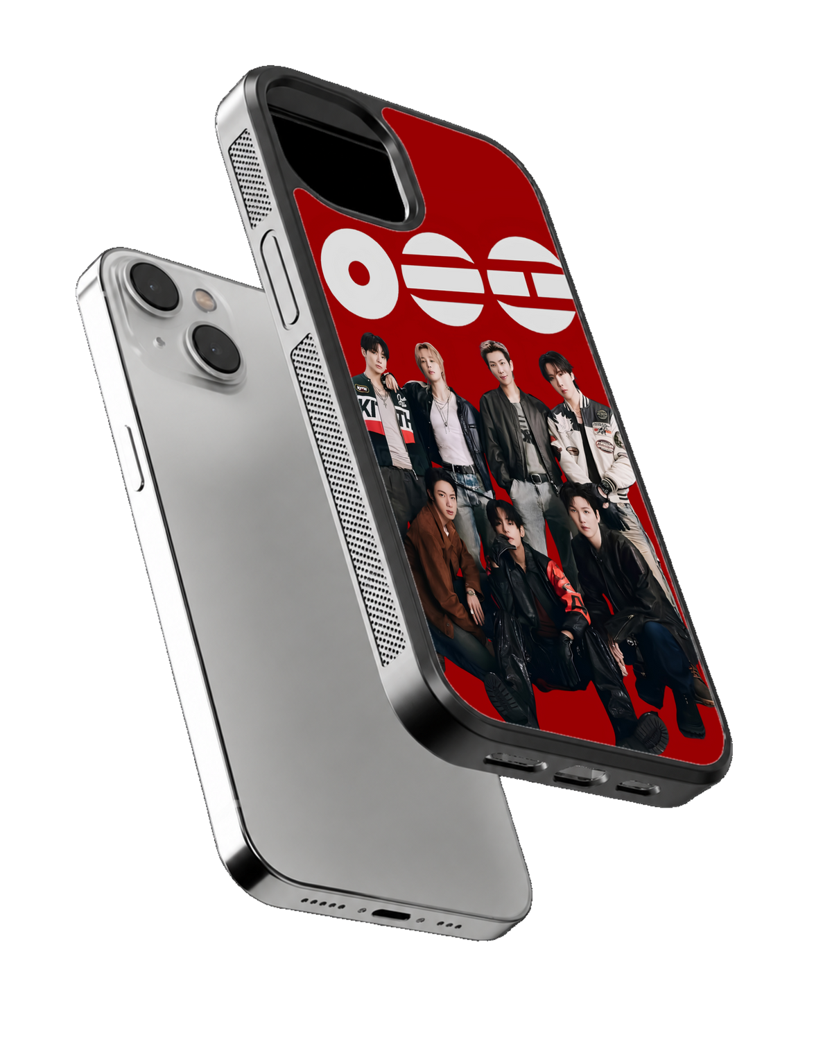 BTS Red Logo Group Photo K-Pop Aesthetic Premium Glass Covr