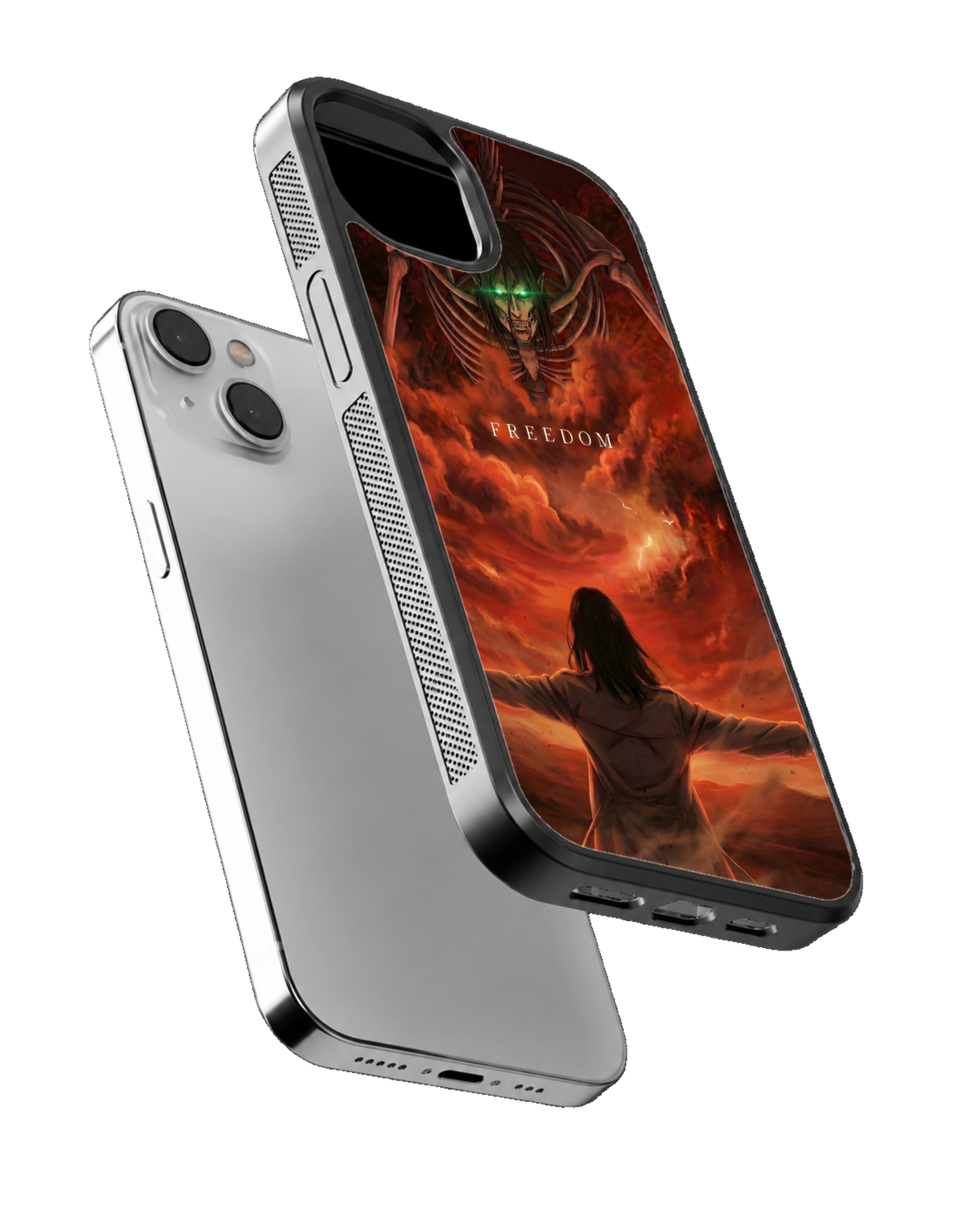 Eren Yeager AOT Freedom Red Theme Glass Phone Covr