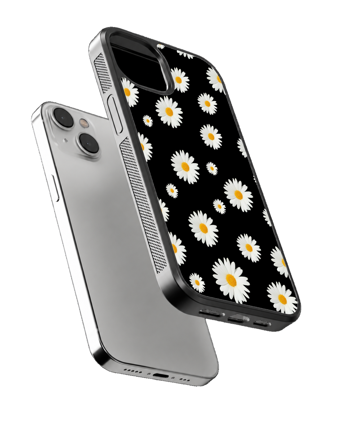 White Floral Aesthetic Glass Phone Covr