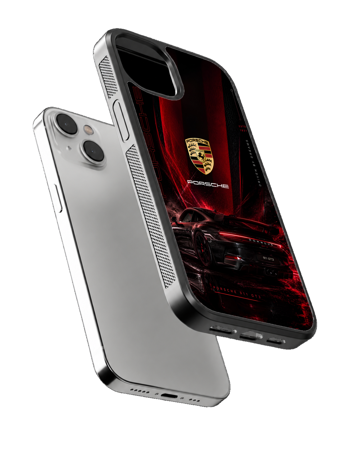 Porsche 911 GT3 Black & Red Luxury Sports Car Premium Glass Phone Covr
