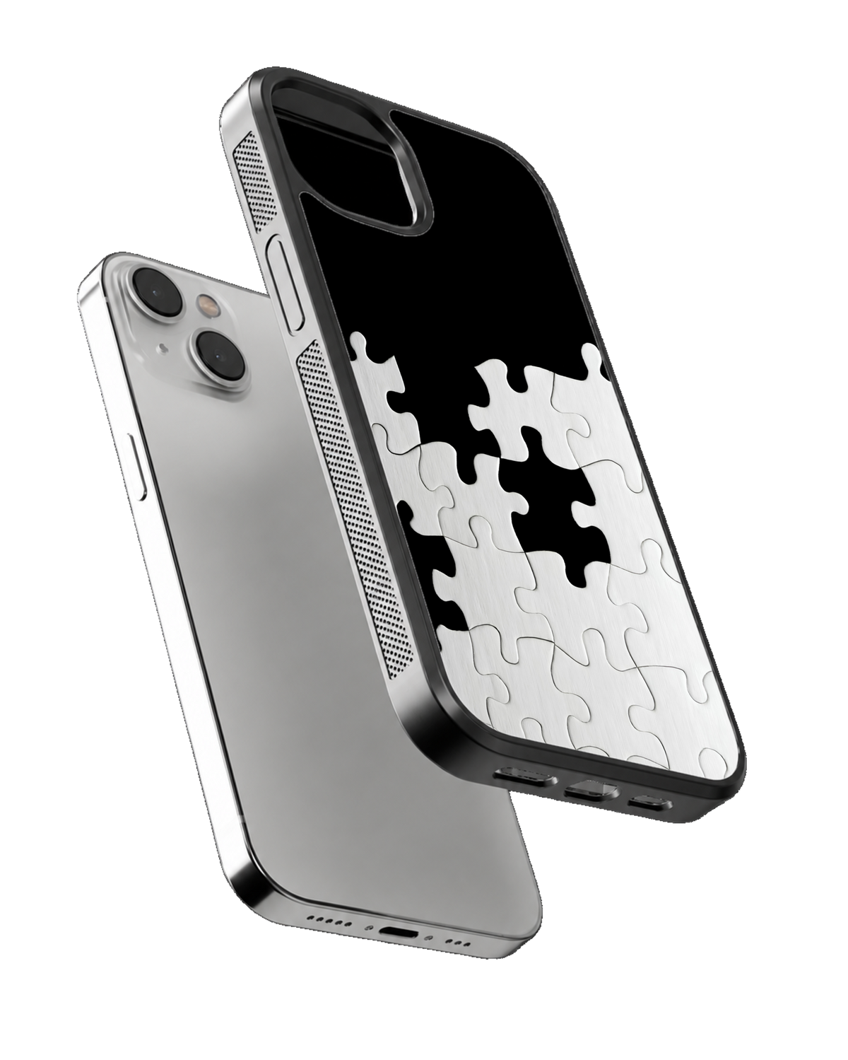Black & White Puzzle Piece Premium Glass Phone Covr