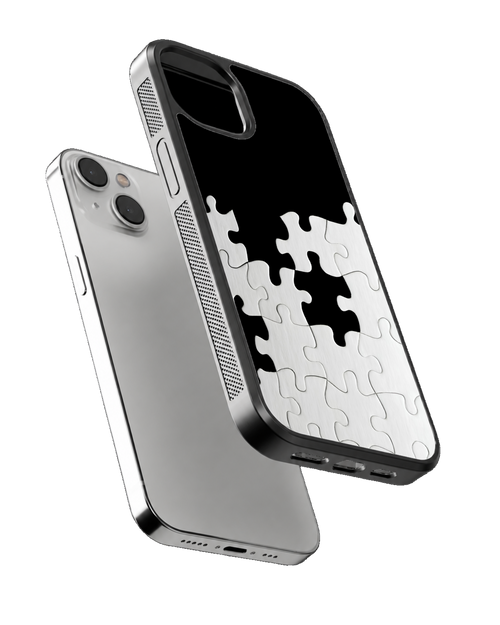 Black & White Puzzle Piece Premium Glass Phone Covr