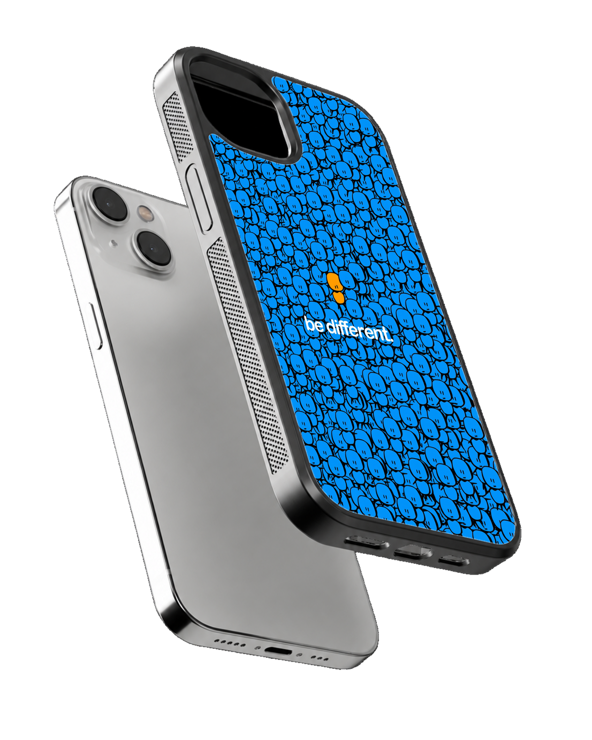 Be Different Blue Smiley Character Premium Glass Phone Covr