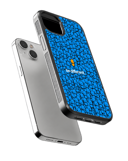 Be Different Blue Smiley Character Premium Glass Phone Covr