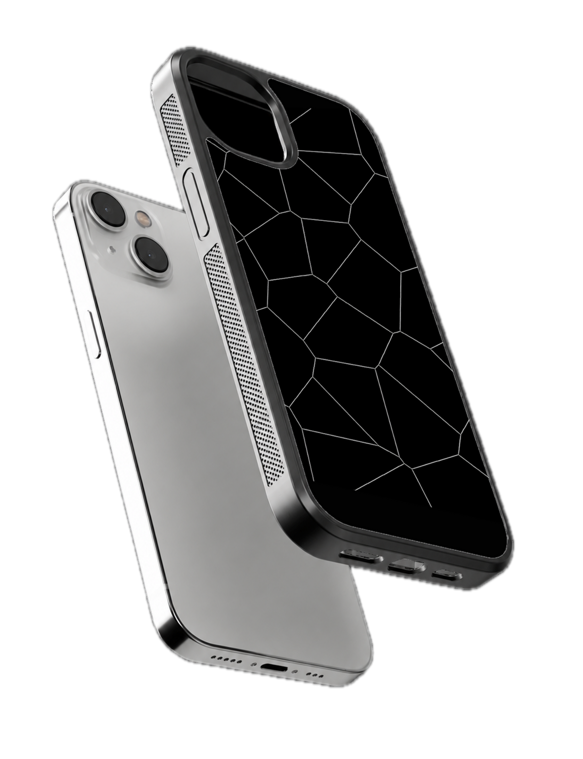 Black Geometric Line Pattern Premium Glass Phone Covr