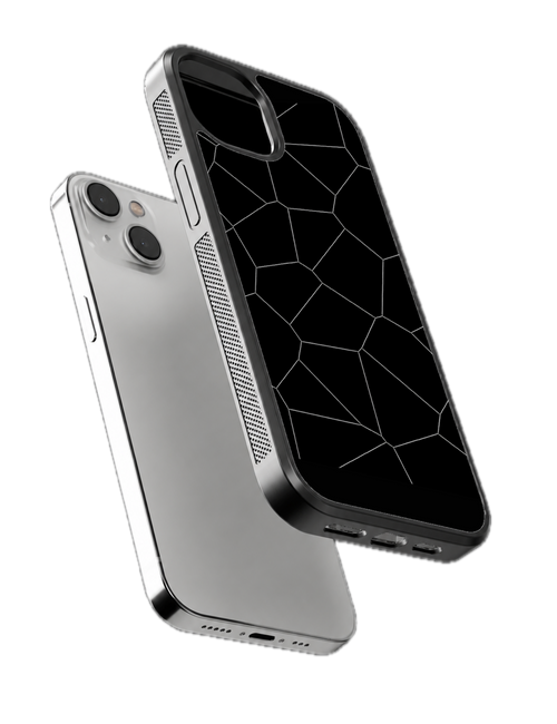 Black Geometric Line Pattern Premium Glass Phone Covr