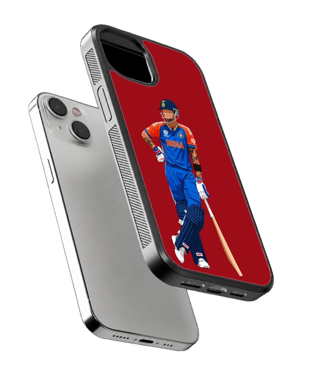 Virat Kohli Silhouette Indian Cricket Premium Glass Covr