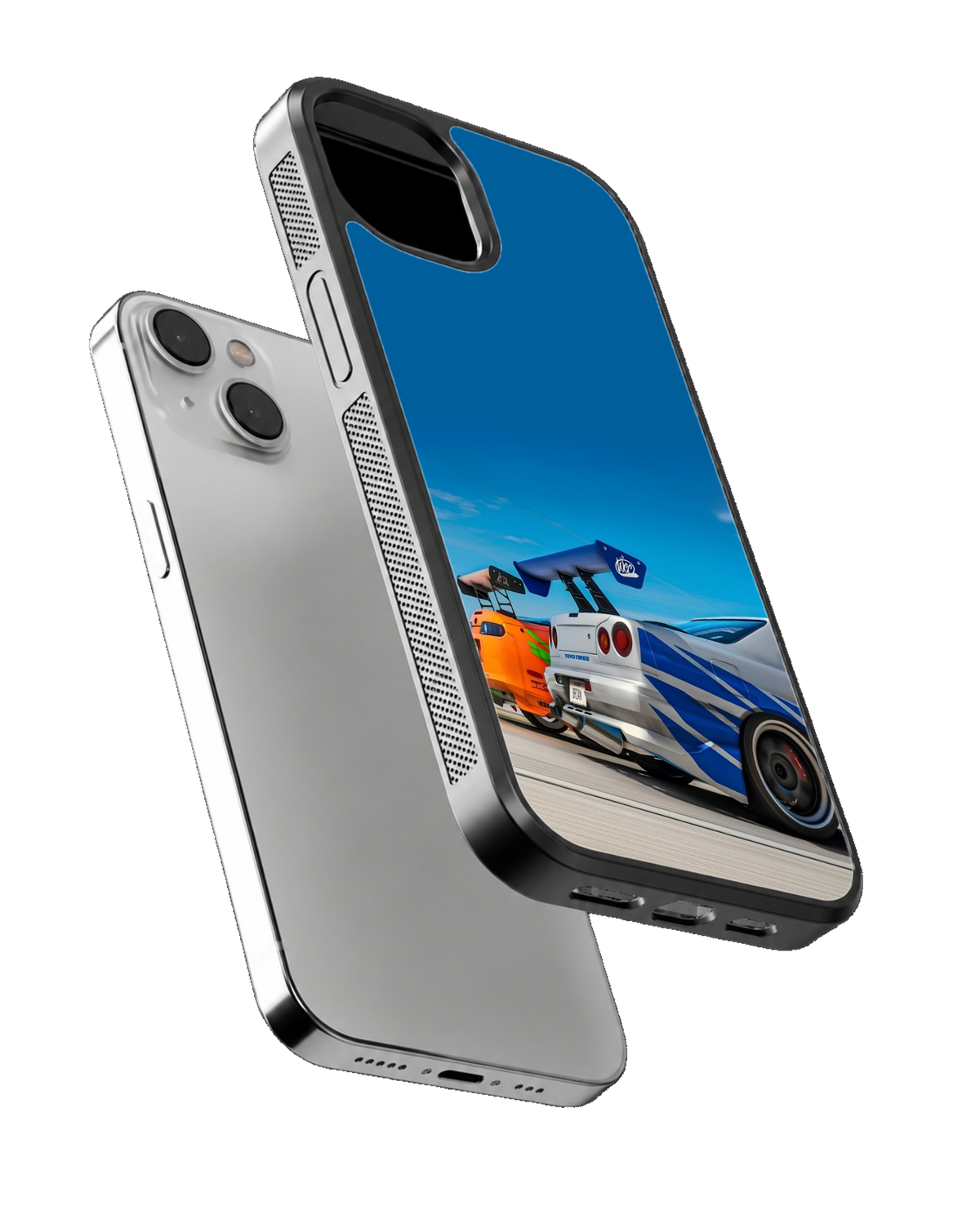 Tokyo Drift JDM Racing Cars Orange & Blue Street Racing Premium Glass Covr