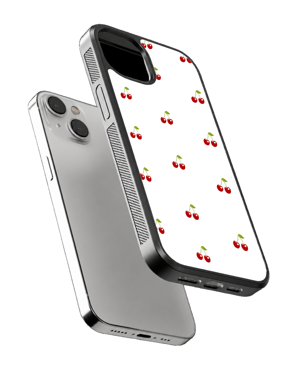 Cute Red Cherry Pattern Aesthetic Glass Phone Covr