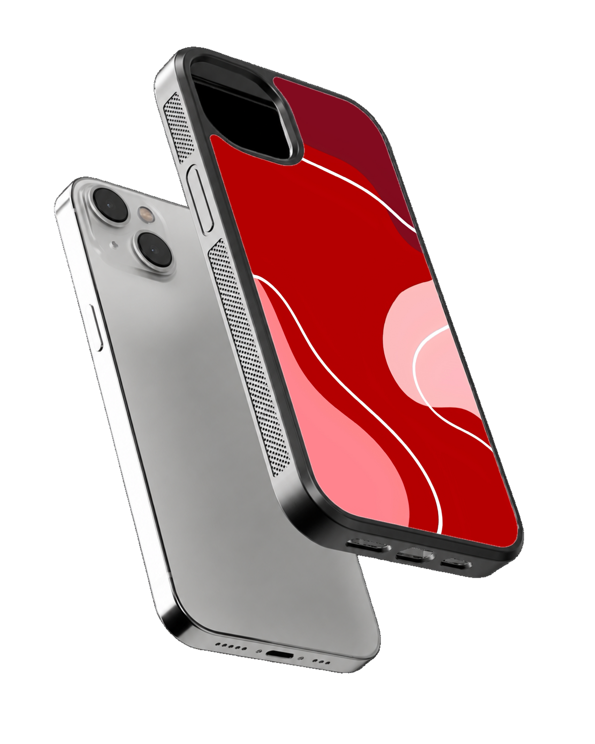 Red & Pink Abstract Wave Minimalist Aesthetic Premium Glass Covr