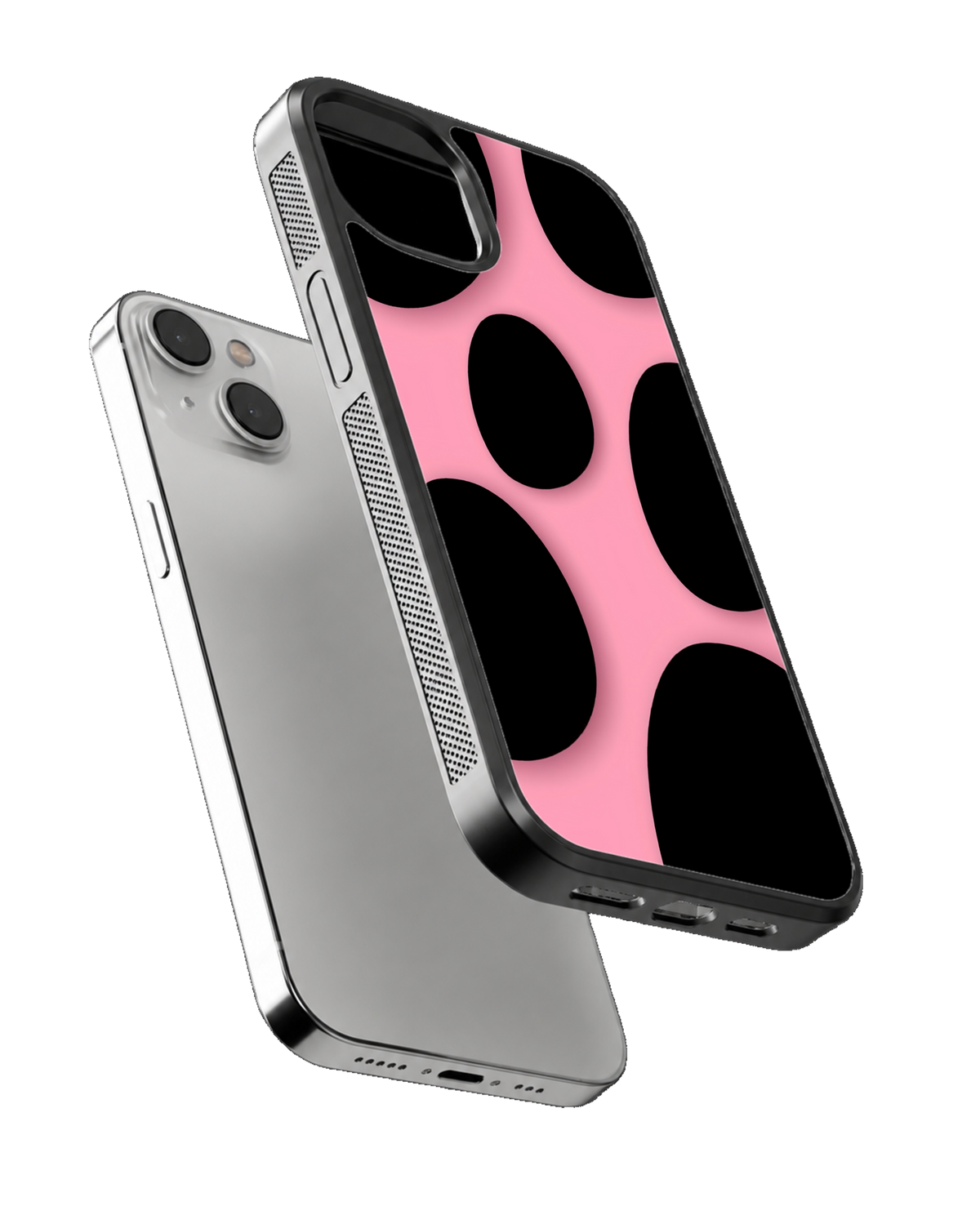 Pink & Black Abstract Bubble Pattern Premium Glass Phone Covr
