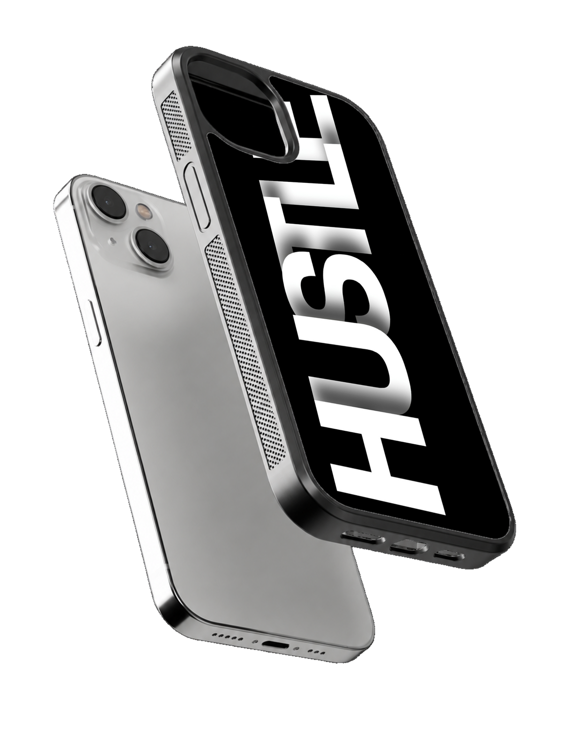 Minimalist Black Hustle Typography Aesthetic Glass Phone Covr